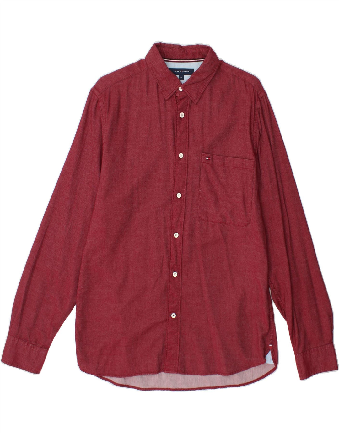 TOMMY HILFIGER Mens Shirt Medium Red Cotton Vintage Tommy Hilfiger and Second-Hand Tommy Hilfiger from Messina Hembry 