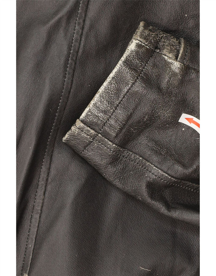 Giacca in pelle militare vintage da uomo IT 54 2XL Pelle nera