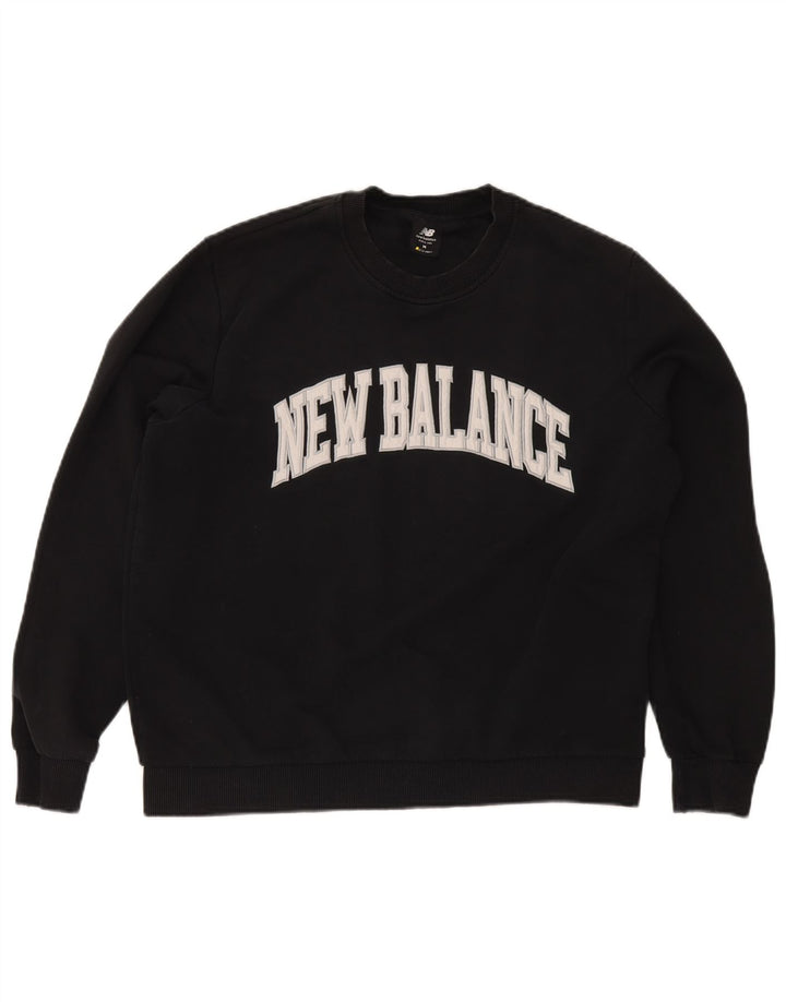 Felpa grafica da uomo New Balance, maglione, cotone nero medio