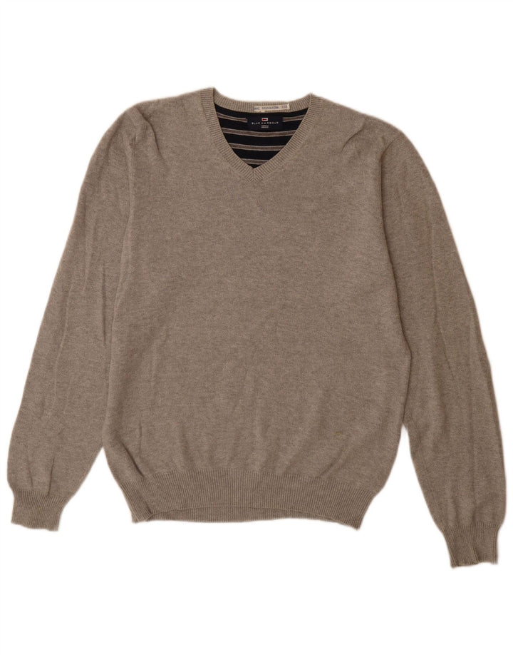 Maglione Marks & Spencer da uomo con scollo a V blu Harbour piccolo grigio screziato