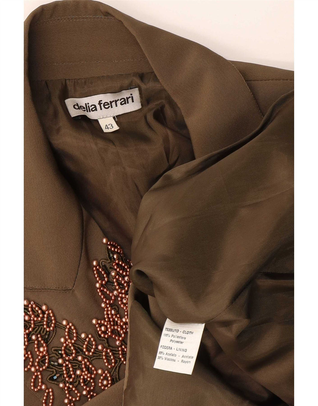 Giacca blazer a 2 bottoni da donna Delia Ferrari IT 43 medio poliestere kaki