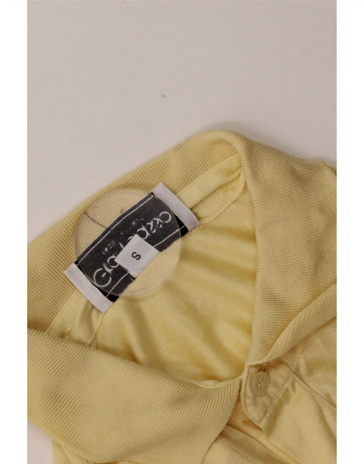 Polo vintage da uomo piccola in cotone giallo