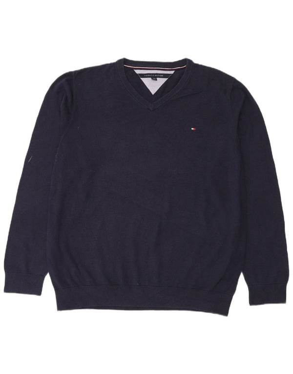 TOMMY HILFIGER Maglione da uomo con scollo a V 2XL cotone blu navy