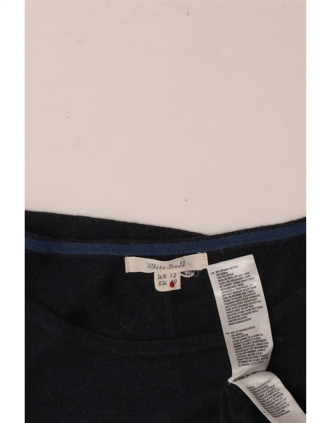 Maglione maglione con scollo a barca da donna di White Stuff UK 12 Cotone medio blu navy