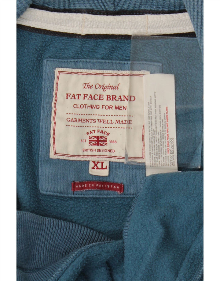 Felpa con cappuccio e zip da uomo Fat Face XL in cotone blu