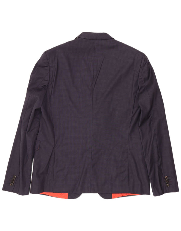Giacca blazer da uomo a 2 bottoni Paul Smith IT 44 XS lana a quadri blu navy