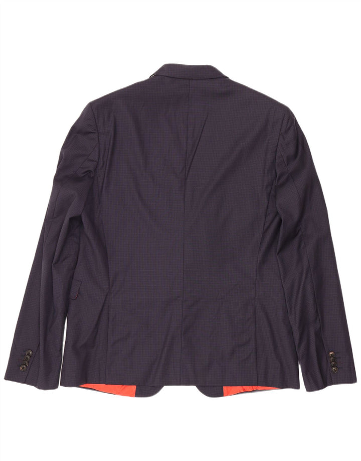 Giacca blazer da uomo a 2 bottoni Paul Smith IT 44 XS lana a quadri blu navy