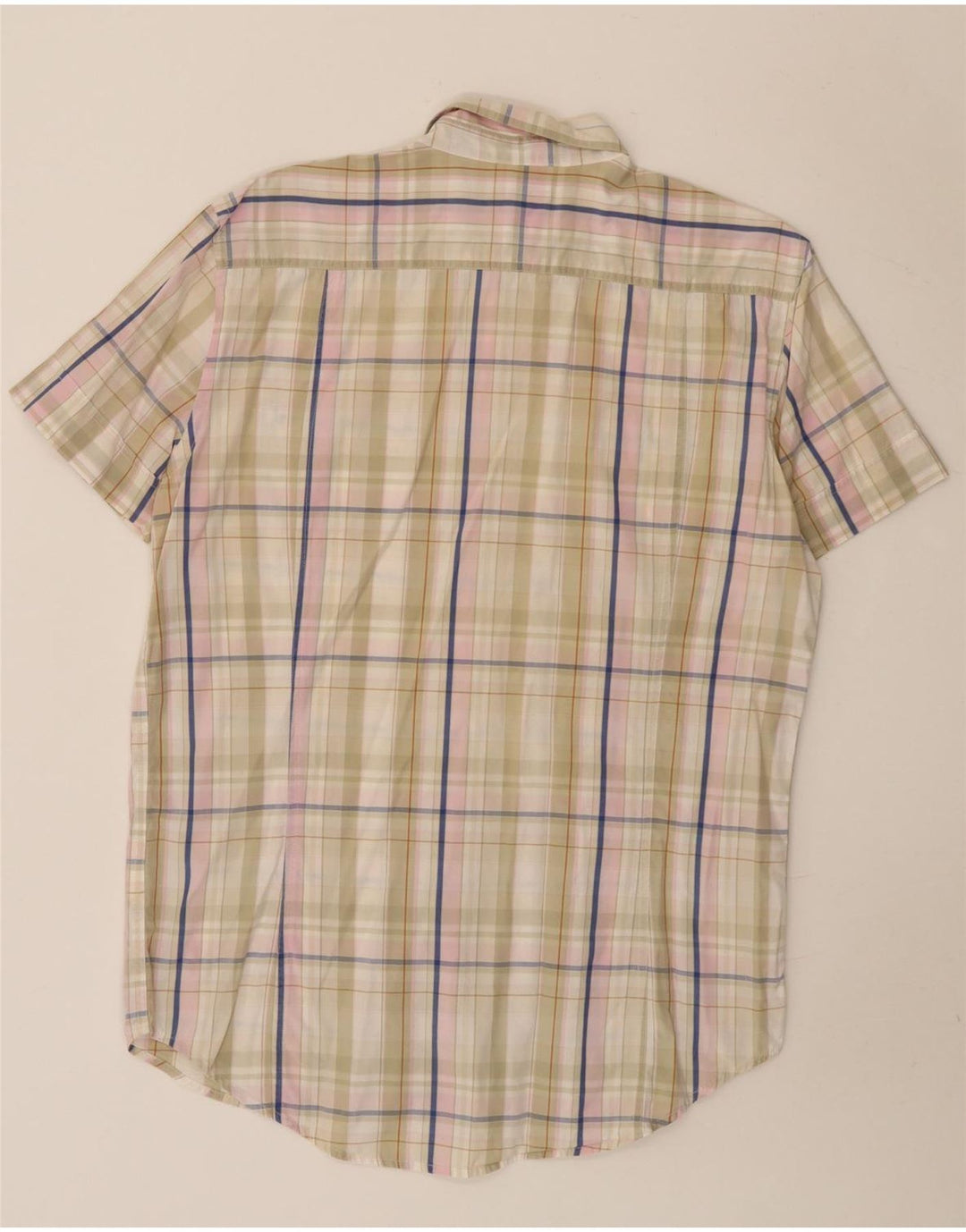 Diesel Camicia a maniche corte da uomo in cotone a quadri beige grande