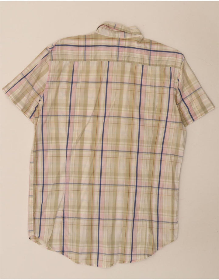 Diesel Camicia a maniche corte da uomo in cotone a quadri beige grande