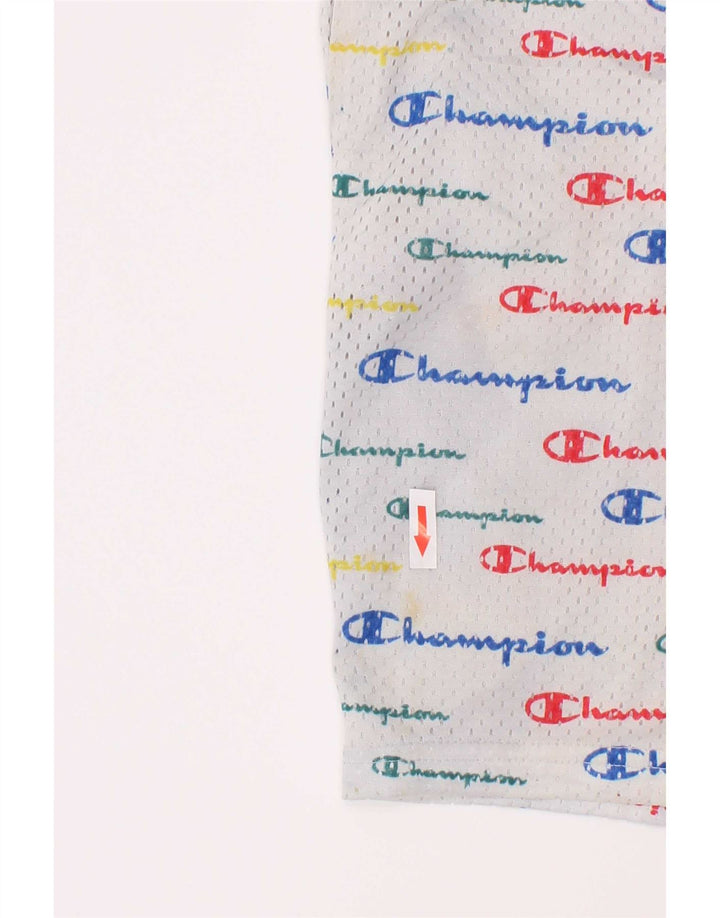 Pantaloncini sportivi grafici da ragazzo Champion 11-12 anni, grande, poliestere bianco