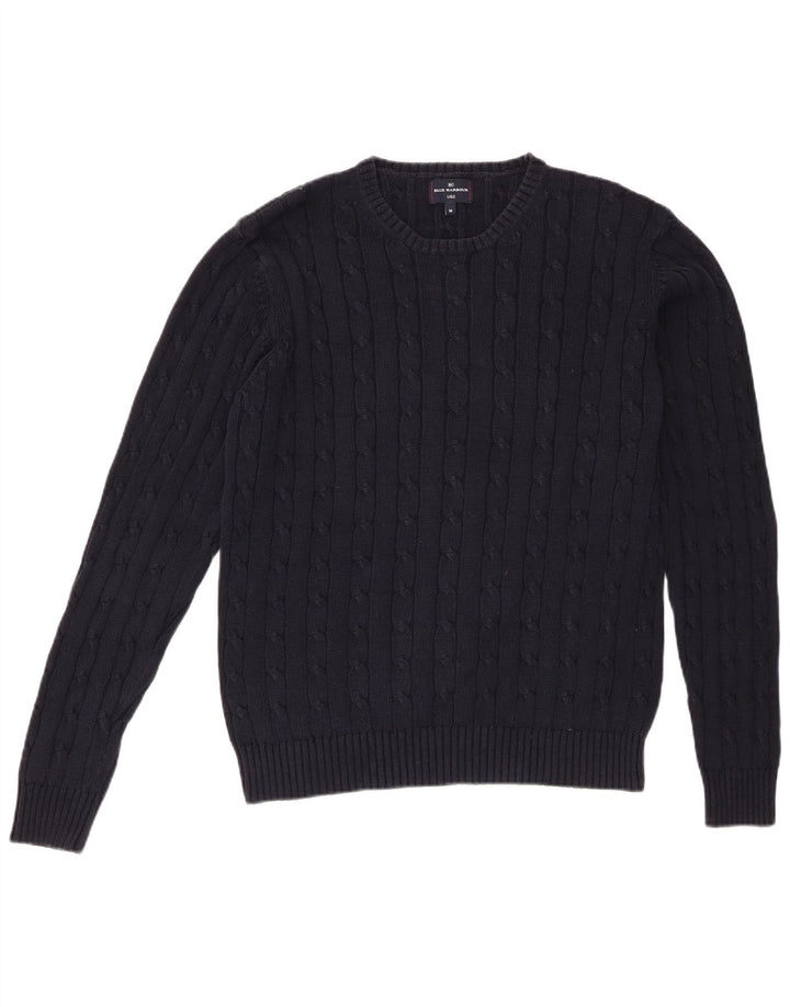 Maglione maglione girocollo da uomo Marks & Spencer blu Harbour blu navy medio