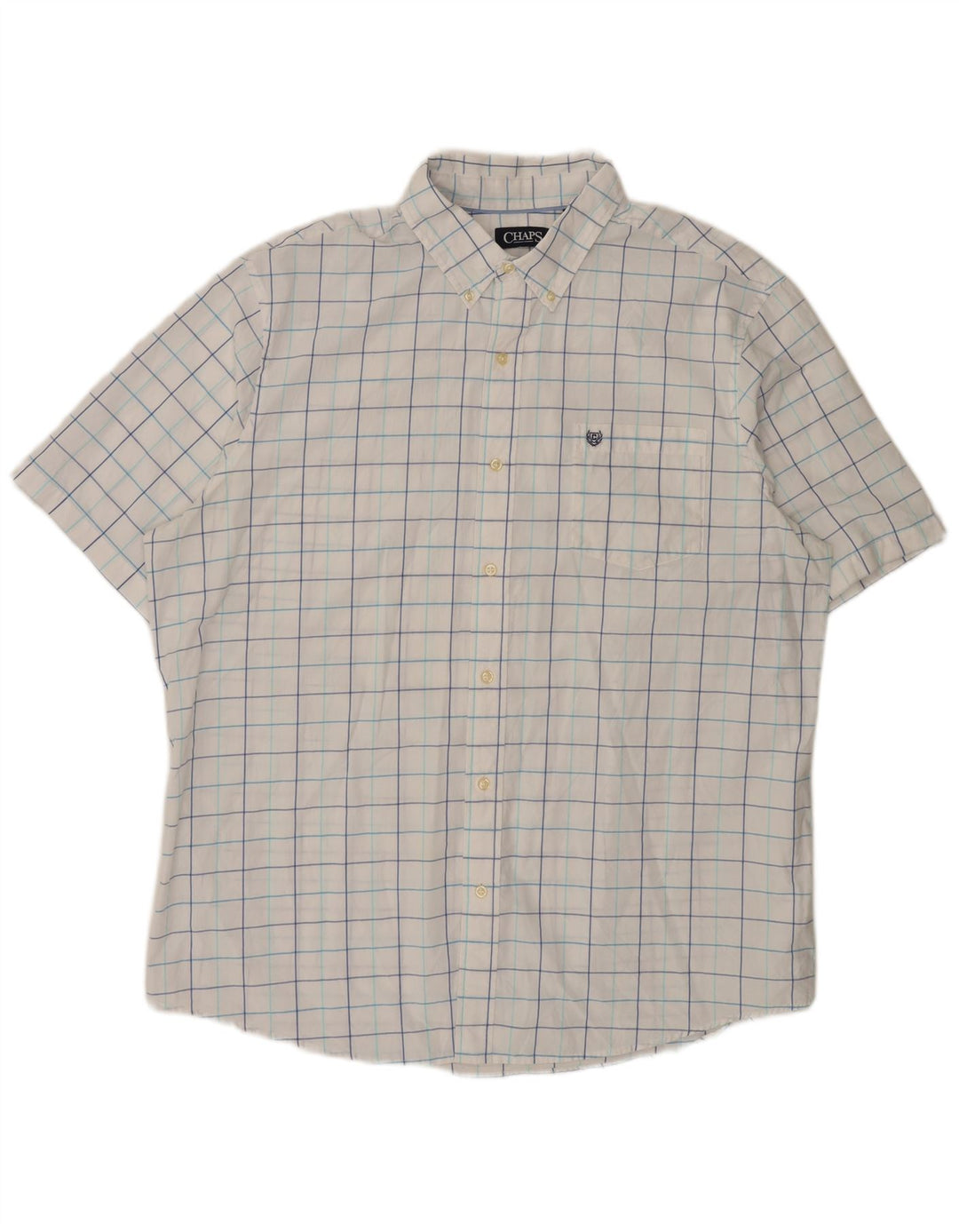 Camicia a maniche corte da uomo CHAPS 2XL in cotone a quadri bianchi
