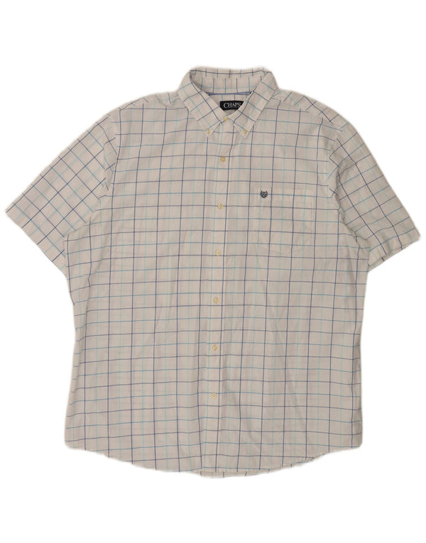 Camicia a maniche corte da uomo CHAPS 2XL in cotone a quadri bianchi