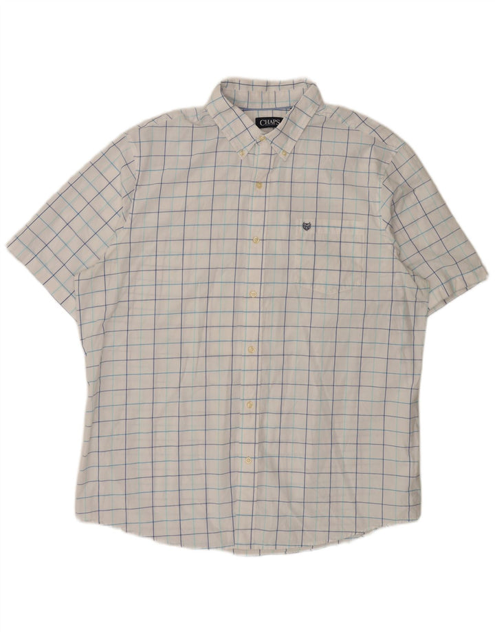 Camicia a maniche corte da uomo CHAPS 2XL in cotone a quadri bianchi