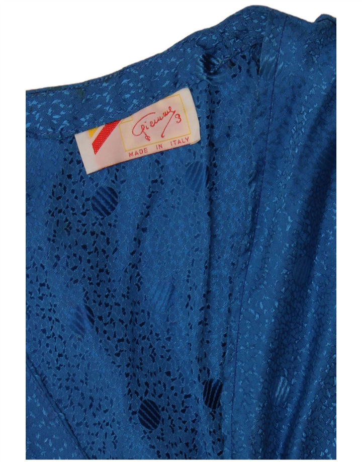 Gilet da donna vintage UK 12 Classico geometrico blu medio