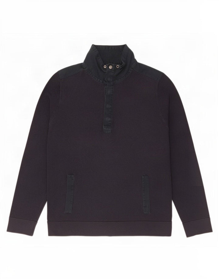 Gap Felpa da uomo con collo abbottonato, maglione grande, cotone blu navy