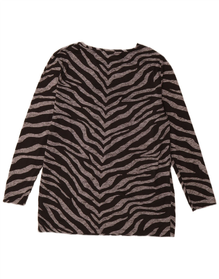 Marks & Spencer Top da donna a maniche lunghe UK 12 medio nero stampa animalier