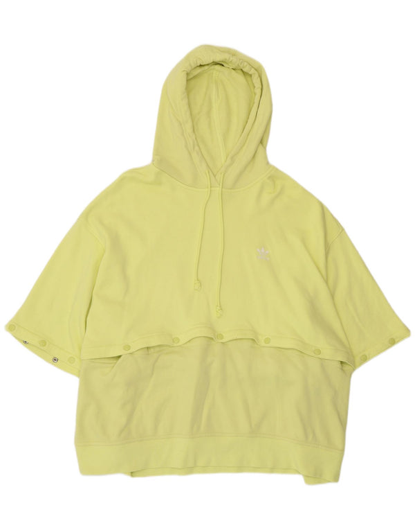 Maglione con cappuccio oversize a maniche corte da donna ADIDAS UK 28/30 3XL Giallo