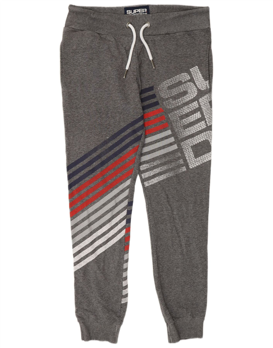 Pantaloni da tuta con grafica da uomo SUPERDRY Joggers grandi cotone a righe grigie