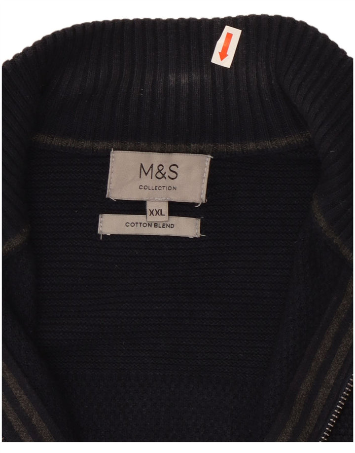 Maglione cardigan da uomo Marks & Spencer 2XL cotone blu navy