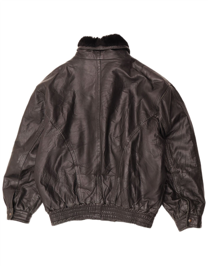 Giacca in pelle vintage da uomo UK 42 XL in pelle nera