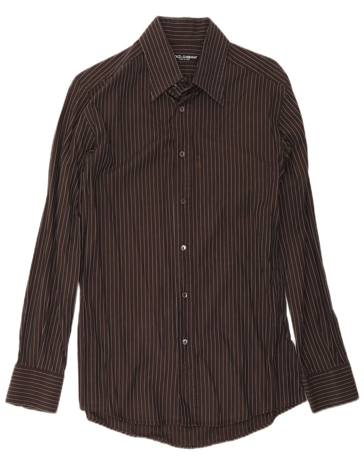 Camicia da uomo Dolce & Gabbana taglia 40 15 1/2 medio gessato nero