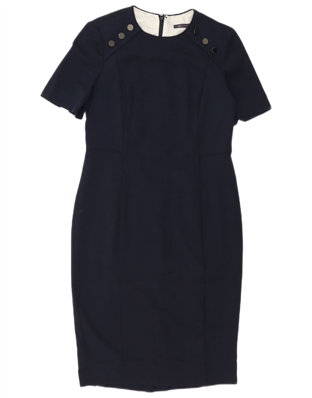 Abito tubino da donna Marks & Spencer UK 14 grande poliestere blu navy