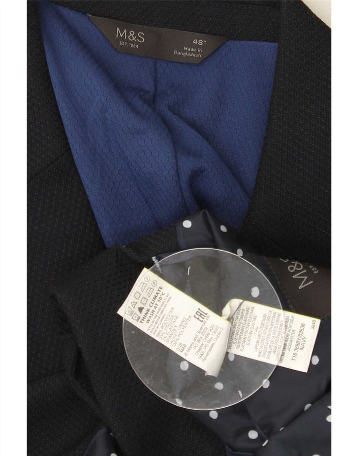 Giacca blazer a 2 bottoni Marks & Spencer da uomo UK 48 2XL poliestere blu navy