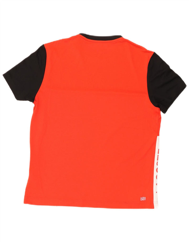T-shirt grafica da uomo Lacoste taglia 4 taglia media in poliestere color block rosso
