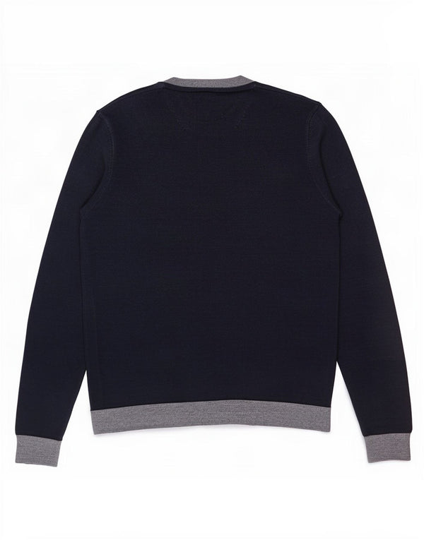 Maglione maglione girocollo da uomo Ted Baker taglia 5 XL blu navy color block