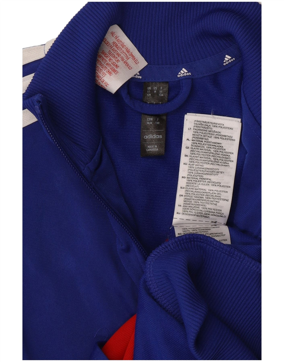 Giacca da tuta da ragazzo Adidas 11-12 anni in poliestere color block blu