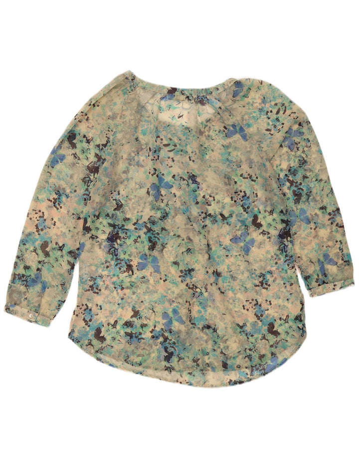 Camicetta vintage da donna Top UK 18 XL Turchese maculato