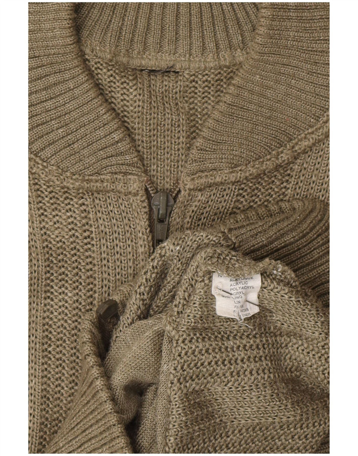 Maglione cardigan da uomo vintage acrilico color block color kaki medio