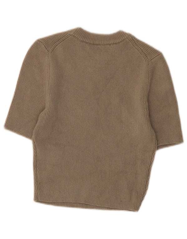 Maglione corto con scollo a barca a maniche corte da donna Zara UK 8 piccolo grigio