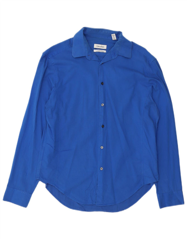 Camicia slim fit da uomo Calvin Klein taglia 15 1/2 cotone blu medio