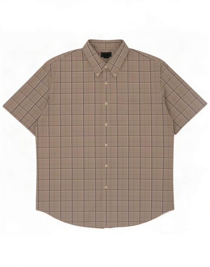 Camicia a maniche corte da uomo Dockers XL in cotone a quadri grigio