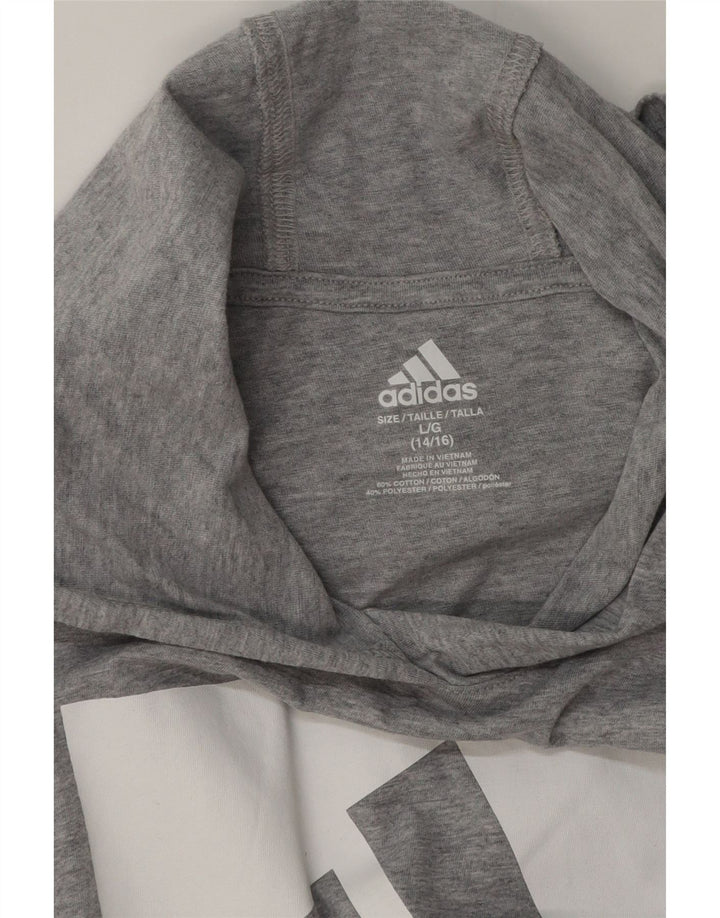 Adidas Maglietta grafica da ragazzo a maniche lunghe 14-15 anni Large Grigio Colorblock