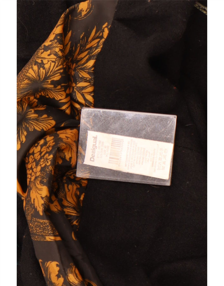 Desigual Cappotto doppiopetto grafico da donna EU 40 Medio Nero floreale