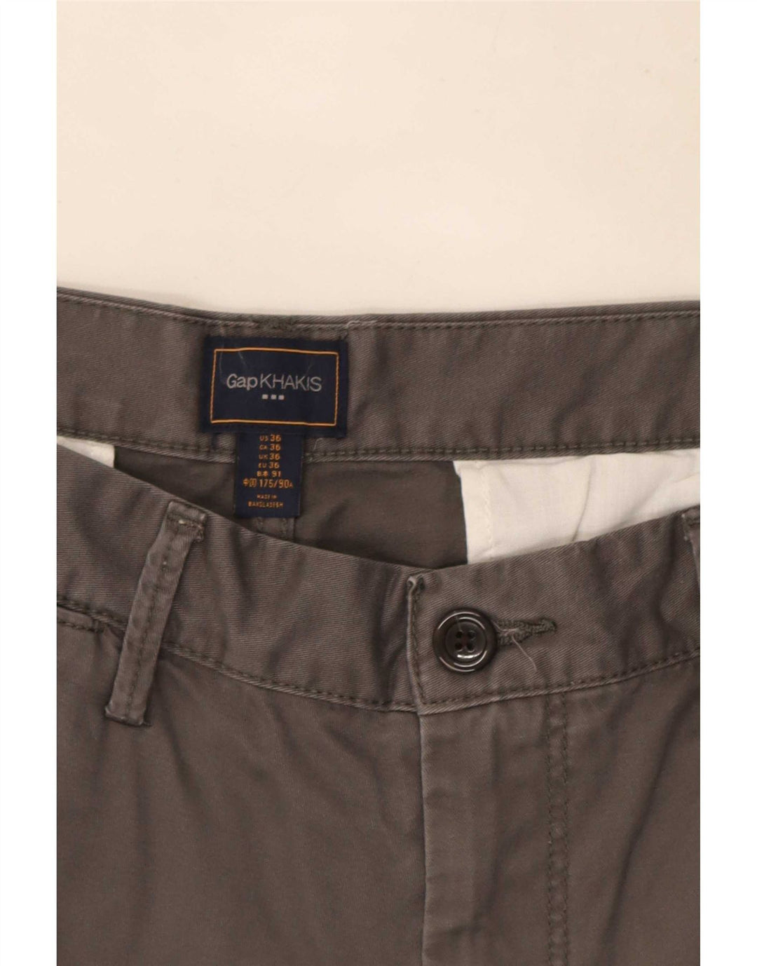 Gap Pantaloncini chino kaki da uomo W36 grandi in cotone grigio