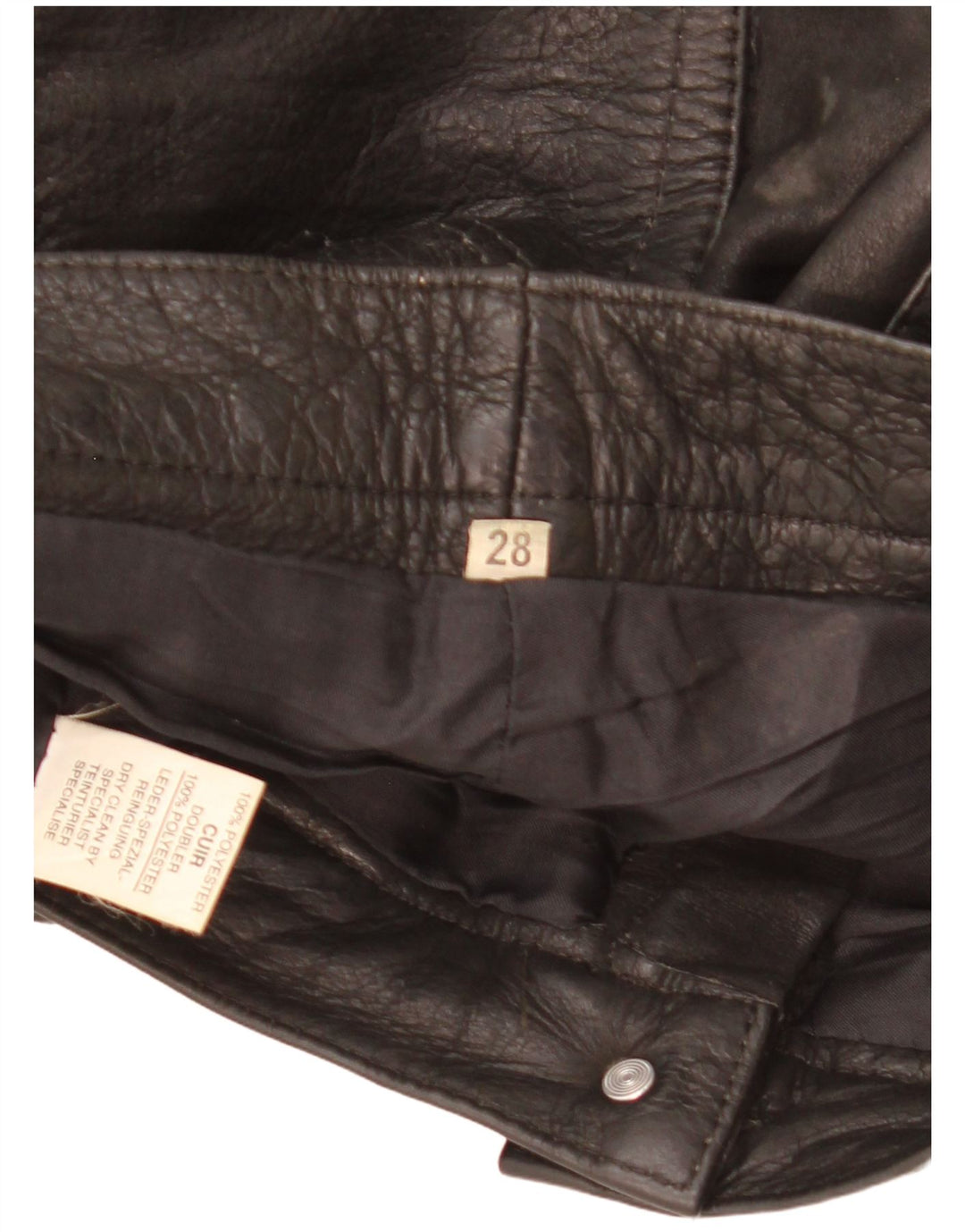 Pantaloni in Pelle Slim Vintage da Donna W28 L32 Pelle Nera