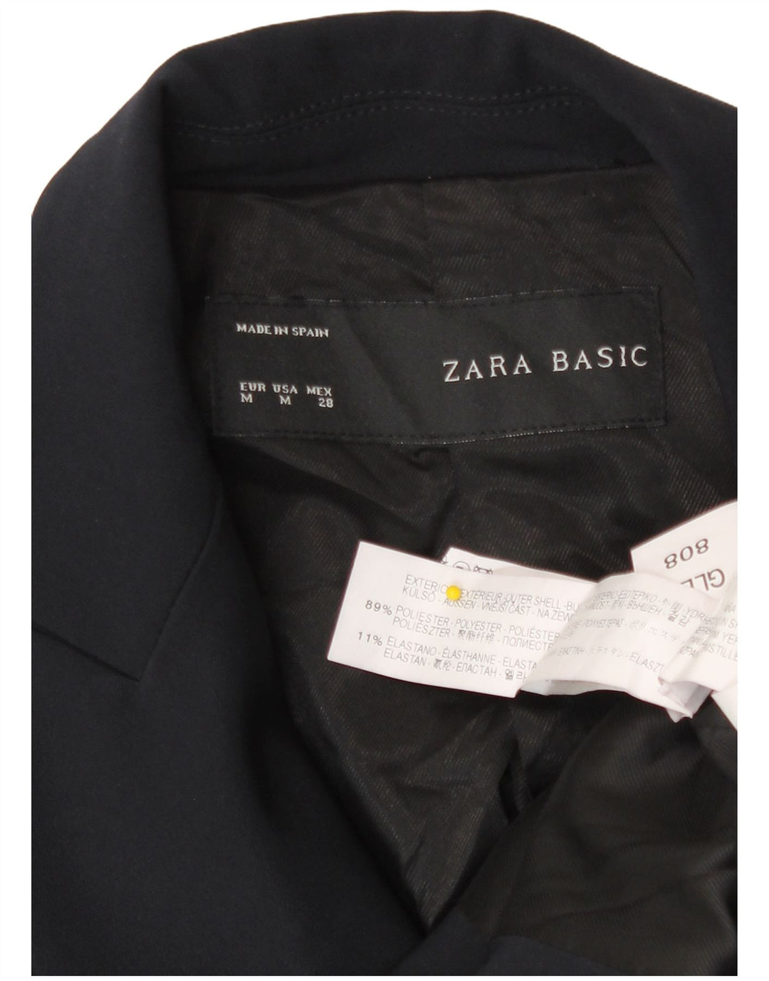 Giacca blazer doppiopetto da donna Zara UK 12 medio blu navy poliestere