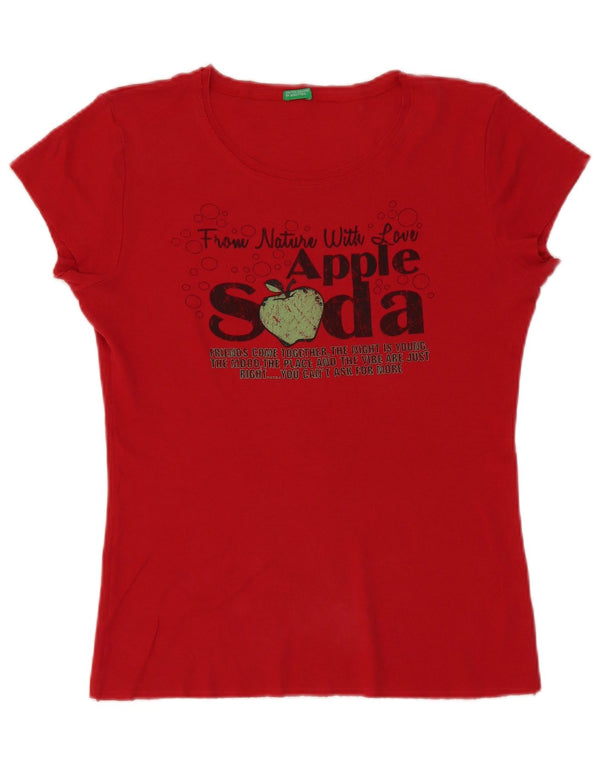 T-shirt grafica da donna Benetton Top UK 14 rosso medio in cotone