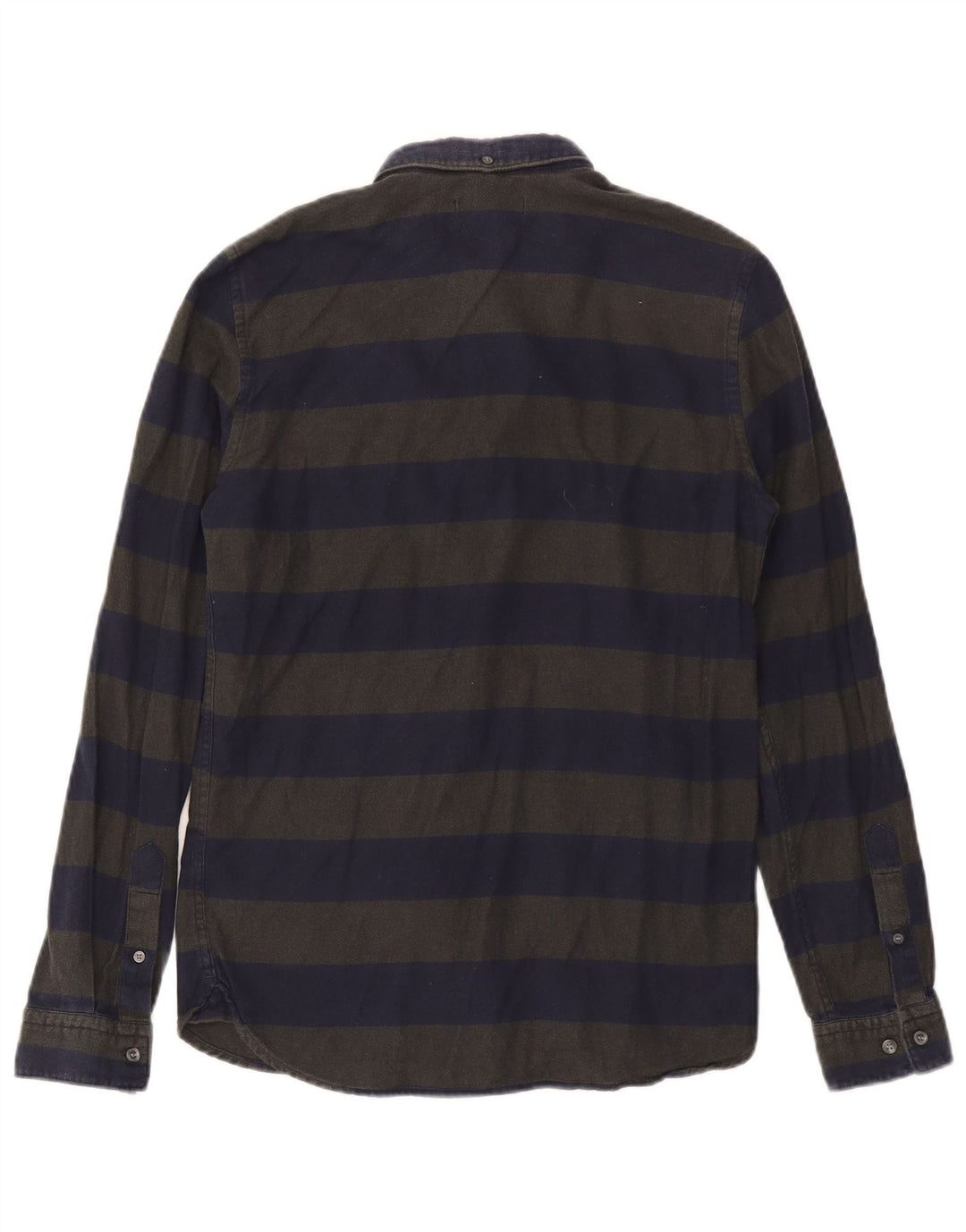Camicia slim da uomo in flanella French Connection piccola in cotone a righe blu navy