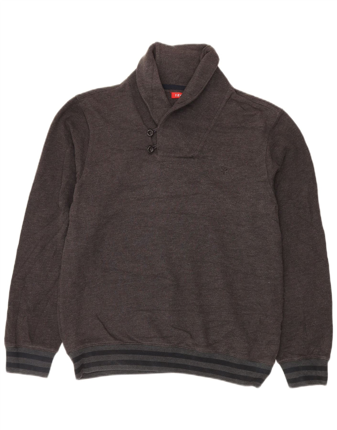 Maglione da uomo con collo a scialle IZOD in cotone grigio medio