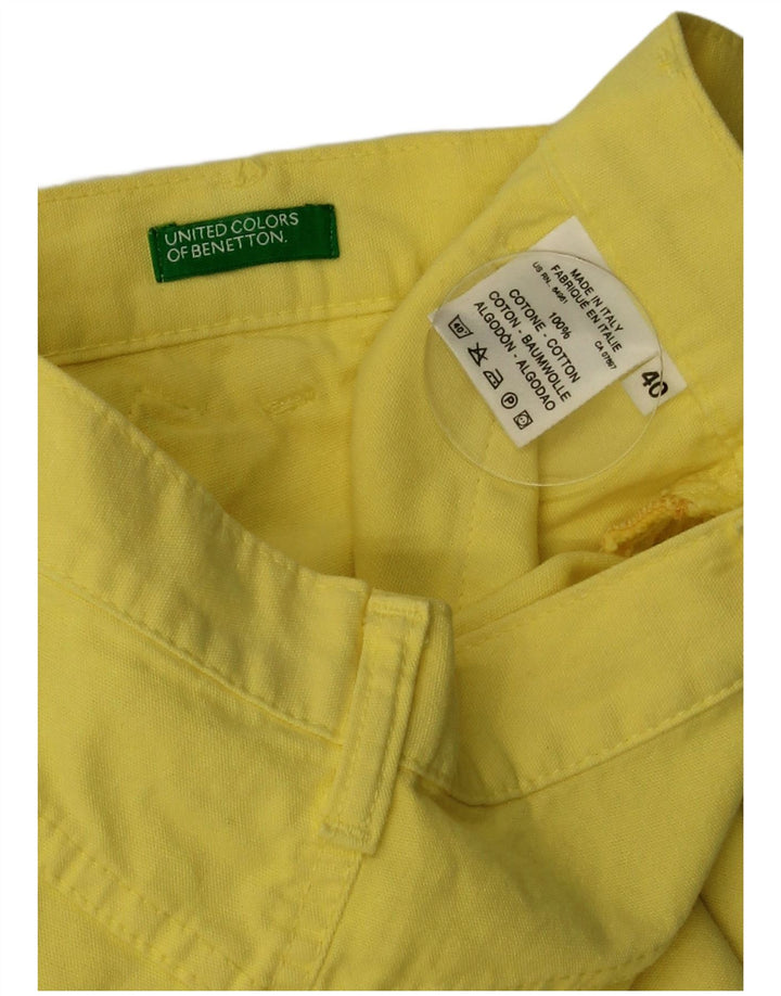 Minigonna Donna Benetton IT 40 Small W26 Cotone Giallo