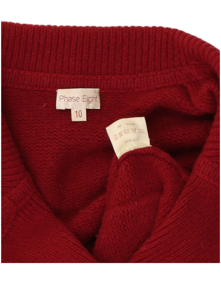 PHASE EIGHT Maglione cardigan da donna UK 10 Piccolo lana rossa