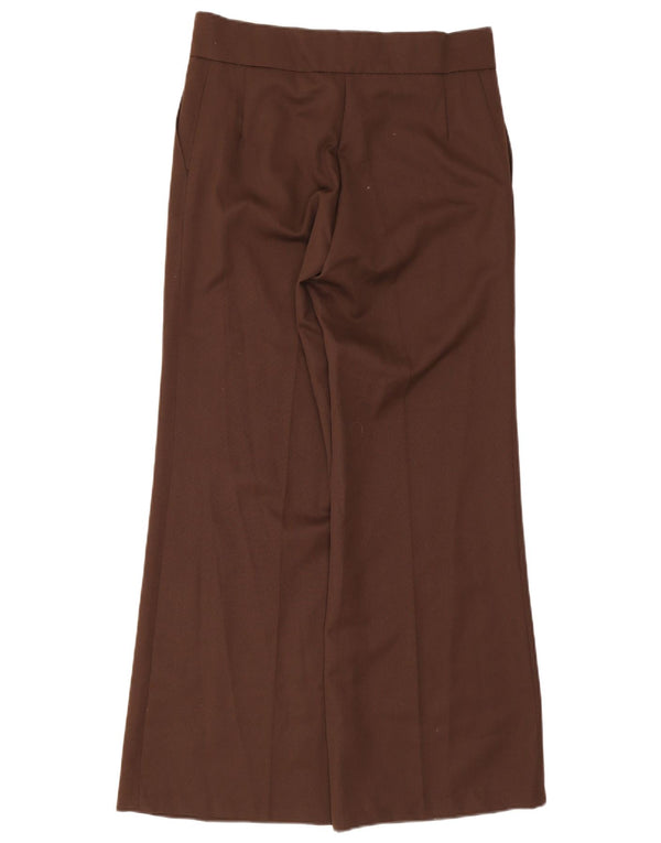 Pantaloni da abito vintage a gamba larga a vita alta da donna W32 L32 Marrone