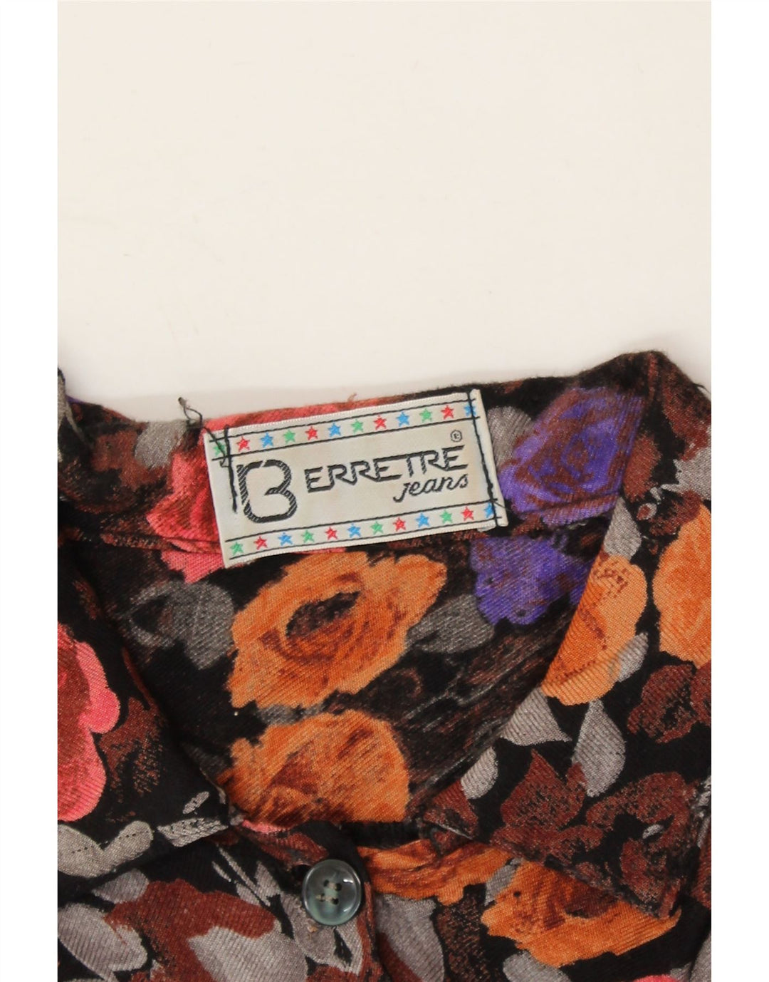 VINTAGE Womens Shirt UK 14 Large Multicoloured Floral Vintage Vintage and Second-Hand Vintage from Messina Hembry 