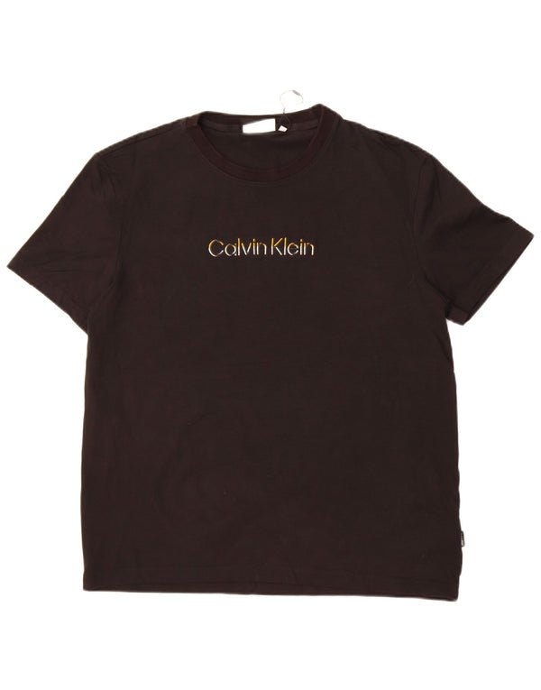 Maglietta grafica da donna Calvin Klein Top UK 18 XL cotone nero