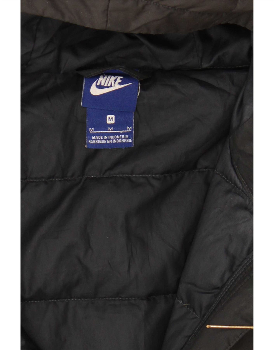 Cappotto imbottito con cappuccio Nike da donna UK 14 medio nero poliestere